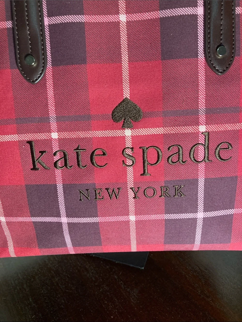 kate spade NY Ella Red and Burgundy Plaid Tote